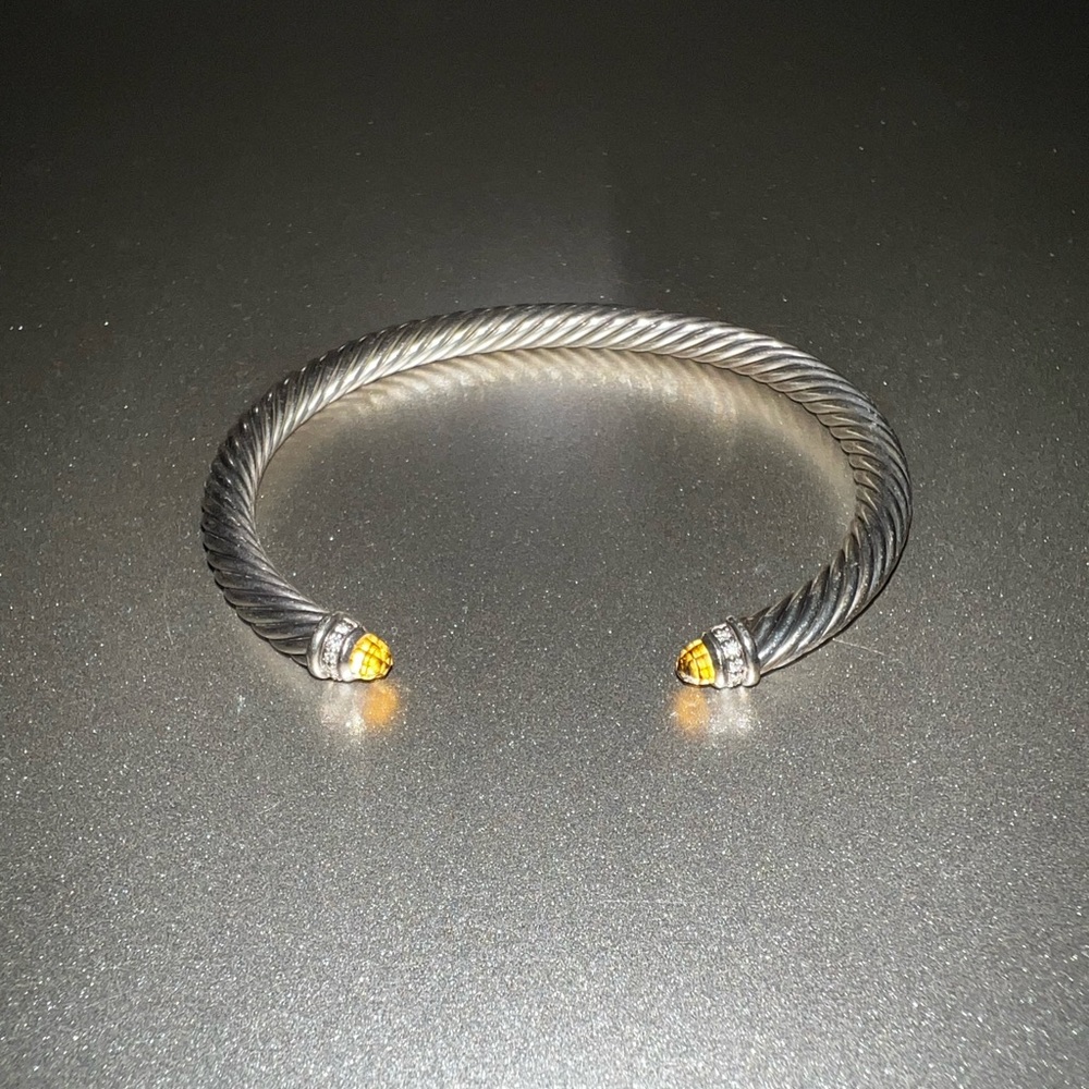 David Yurman Bracelet in Sterling Silver with Citrine and Pavé Diamonds